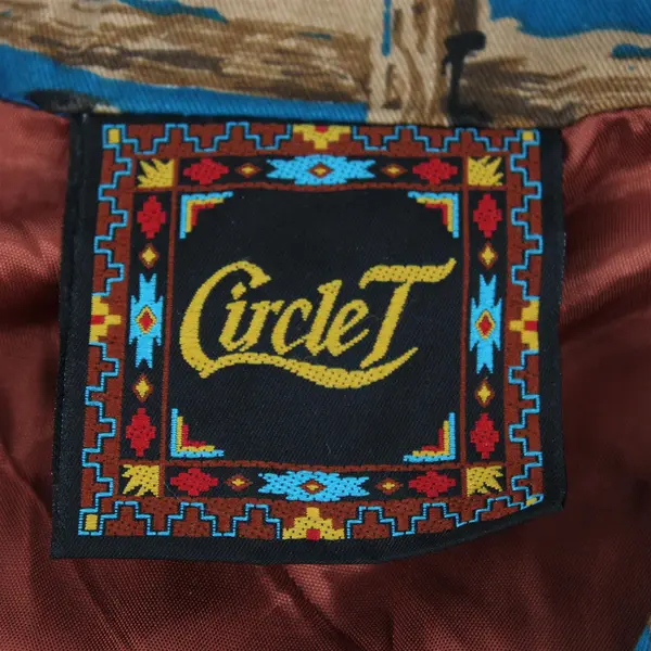 Vintage Circle T Women's L Teal Cowboy Western Graphic Blazer Suit Jacket