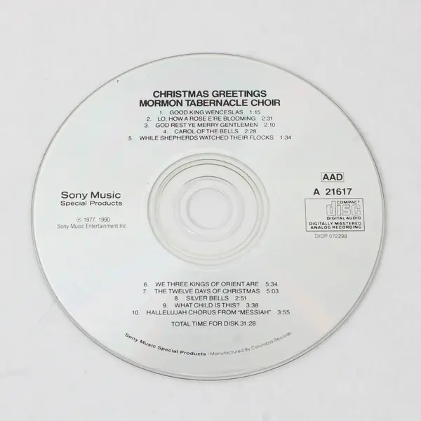 Mormon Tabernacle Choir Christmas Greetings CD 1990, #A21617  