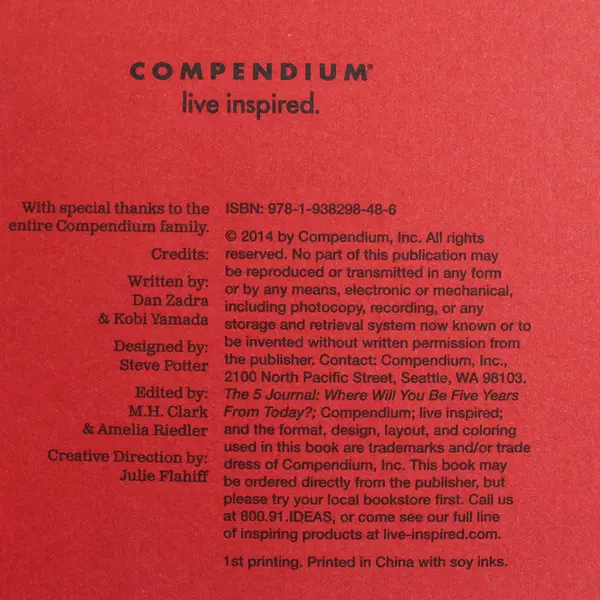 5 Journal : Where Will You Be Five Years from Today? by Compendium 2015