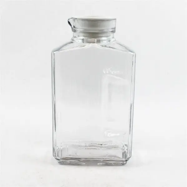 Vintage 2QT Anchor Hocking Bistro Ribbed Glass Pitcher White Stopper