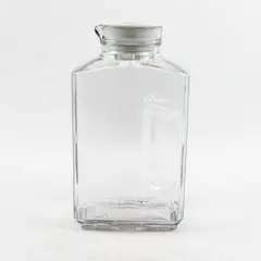 Vintage 2QT Anchor Hocking Bistro Ribbed Glass Pitcher White Stopper