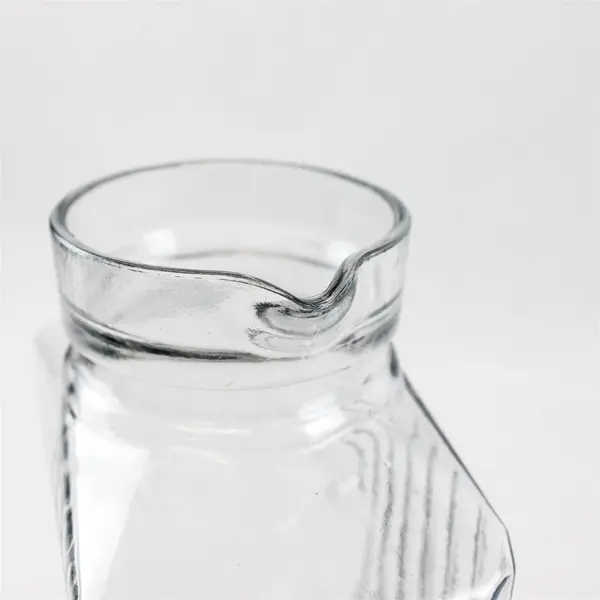 Vintage 2QT Anchor Hocking Bistro Ribbed Glass Pitcher White Stopper