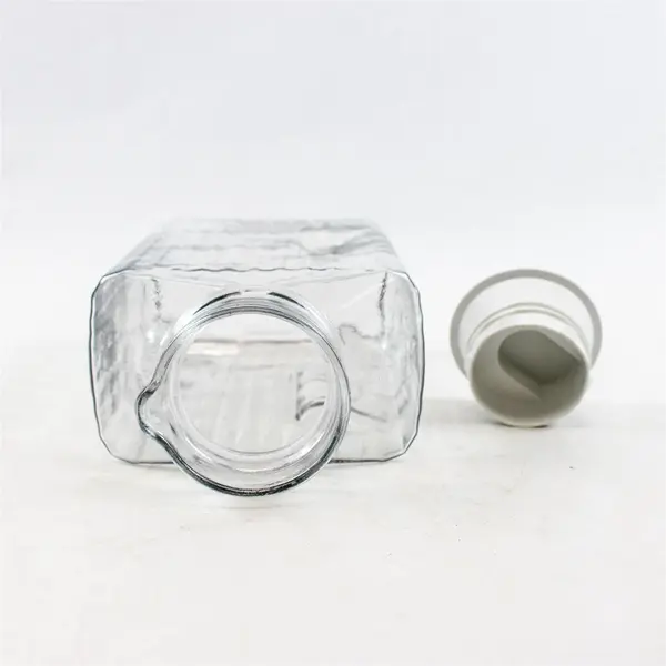 Vintage 2QT Anchor Hocking Bistro Ribbed Glass Pitcher White Stopper