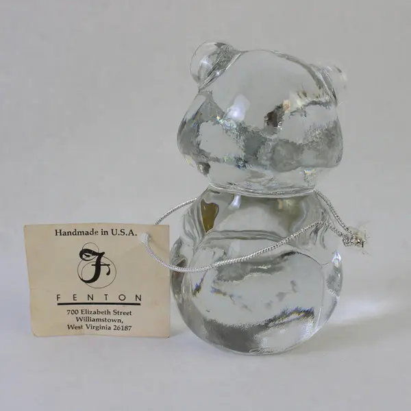 Fenton Art Glass April Bear with Clear Heart Handmade Figurine Original Tag