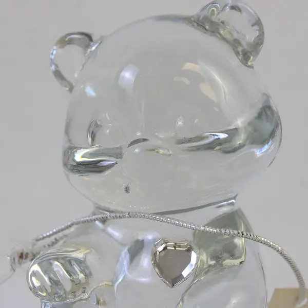 Fenton Art Glass April Bear with Clear Heart Handmade Figurine Original Tag
