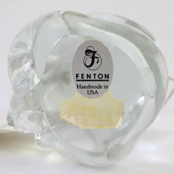 Fenton Art Glass April Bear with Clear Heart Handmade Figurine Original Tag