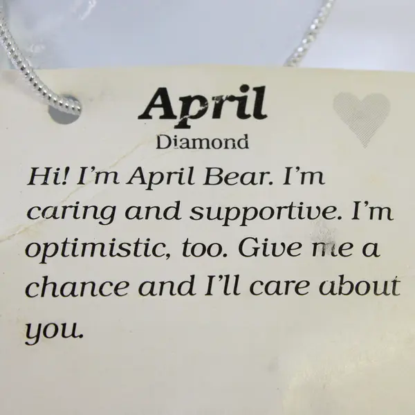 Fenton Art Glass April Bear with Clear Heart Handmade Figurine Original Tag