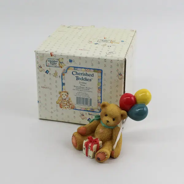 1996 Cherished Teddies Nina Beary Happy Wishes Enesco Resin Figurine with Box