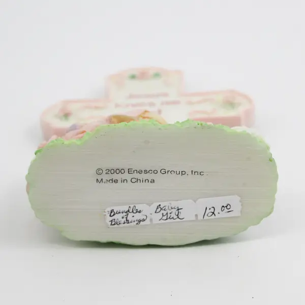 2000 Enesco Cross Jesus Loves Me Just As I Am Baby Girl with Lamb