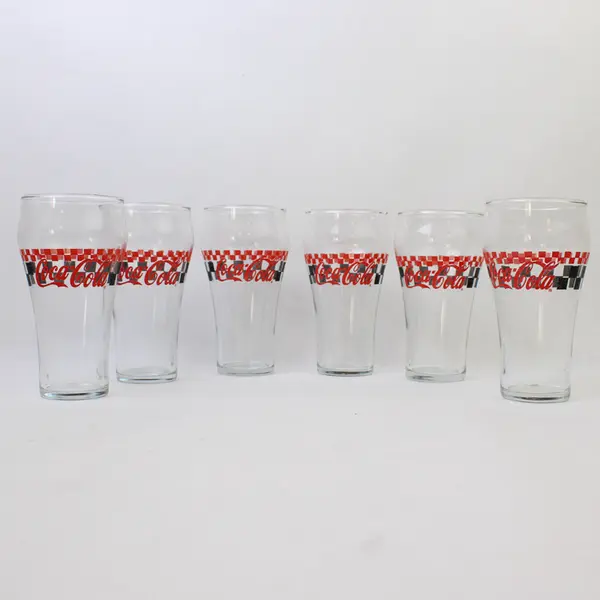 Set Of 6 Indiana Glass Coca Cola Glassware Collection Bell Soda Glasses 16 Oz