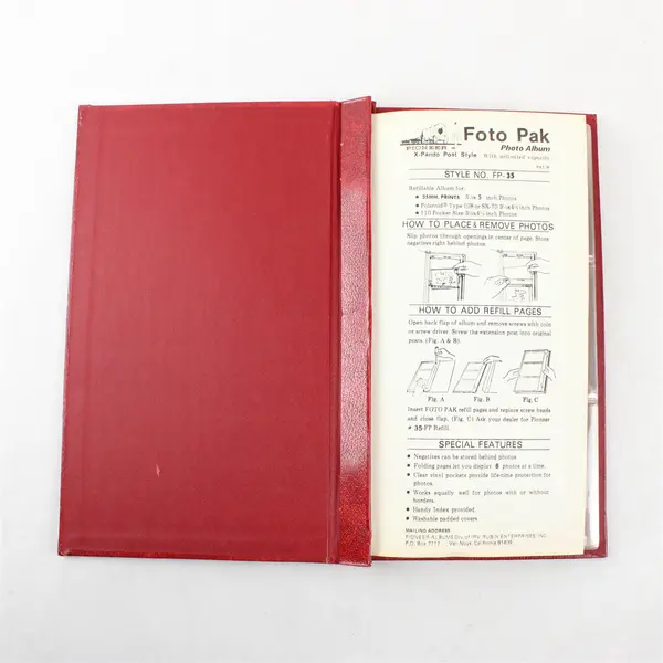VTG Pioneer Foto Pak Album Red X-Pando Post Style Refillable Album Fits 3.5x5"