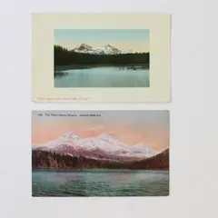 Lot Of 2 Vintage Three Sisters Oregon Cascades Color Litho Postcards