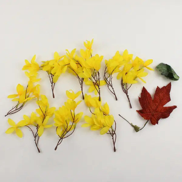 Faux Forsythia Flowers Twigs Yellow Artificial Floral Decor 6in