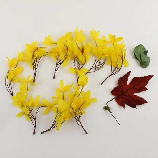 Faux Forsythia Flowers Twigs Yellow Artificial Floral Decor 6in