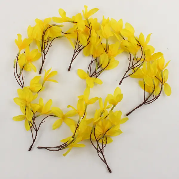 Faux Forsythia Flowers Twigs Yellow Artificial Floral Decor 6in