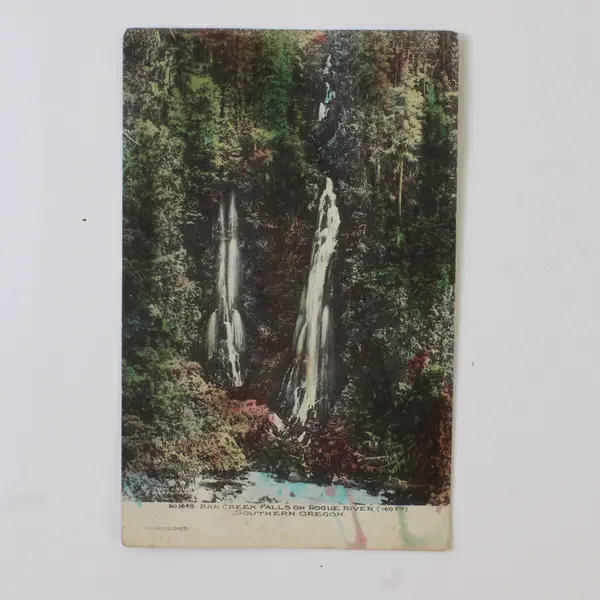 Bar Creek Falls On Rogue River Southern Oregon Colorized Litho Postcard 1909