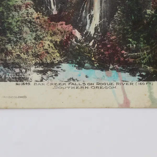 Bar Creek Falls On Rogue River Southern Oregon Colorized Litho Postcard 1909