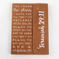 Unbranded Brown Leather Gilded Page Christian Notebook w/Jeremiah 29:11 Verse