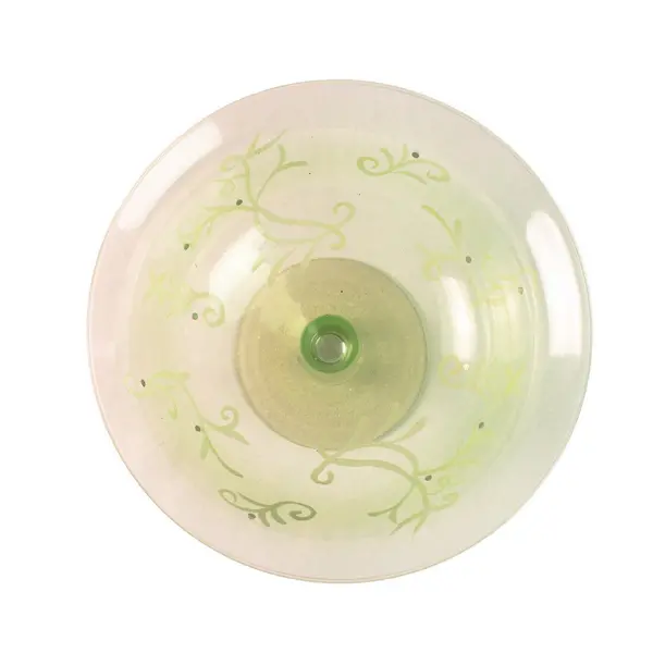 Unbranded Clear Green Glass Pedestal Bowl W/ Crushed Glass Swirl Pattern 7.75"
