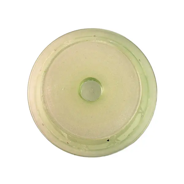 Unbranded Clear Green Glass Pedestal Bowl W/ Crushed Glass Swirl Pattern 7.75"