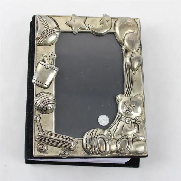 Godinger Silver Plated Baby Album Teddy Bear Balloons Wagon & Star 100 4x6 Photo