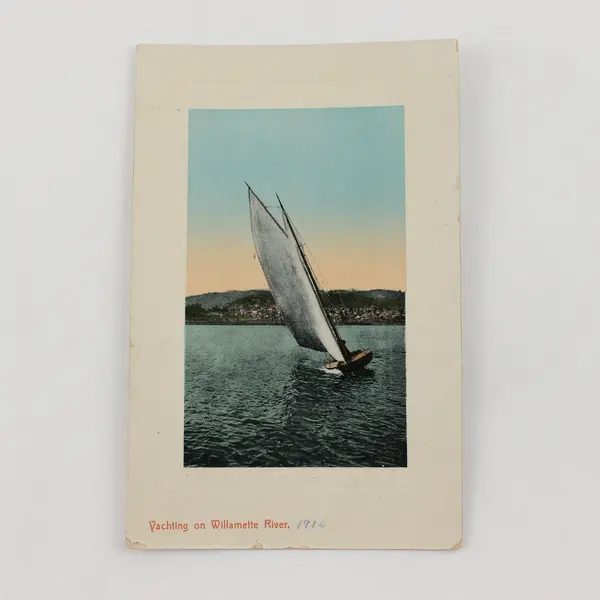 Yachting On Willamette River Oregon Color Litho Postcard 1910 Sailboat