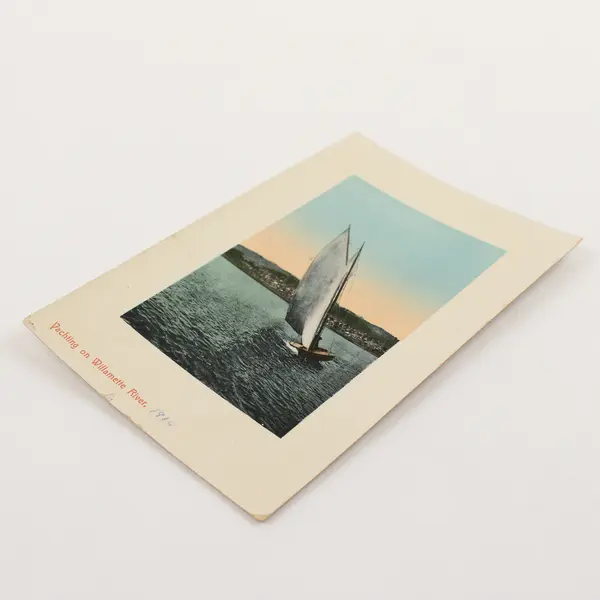 Yachting On Willamette River Oregon Color Litho Postcard 1910 Sailboat