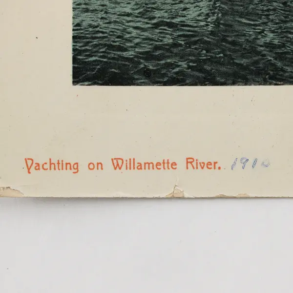 Yachting On Willamette River Oregon Color Litho Postcard 1910 Sailboat