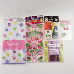 Mixed Lot of 5 Birthday Party Supplies Tablecloth Balloons Loot Bags Stencil