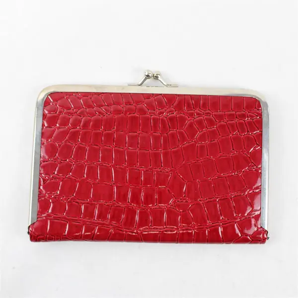 Unbranded Faux Alligator Kiss-Clasp Clutch Red Accordion-Style Photo Album 