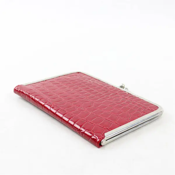 Unbranded Faux Alligator Kiss-Clasp Clutch Red Accordion-Style Photo Album 