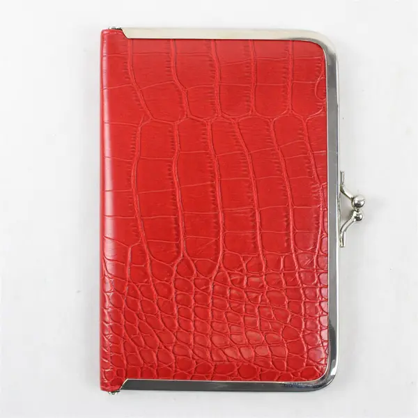 Unbranded Faux Crocodile Kiss-Clasp Clutch Red Accordion-Style Photo Album 