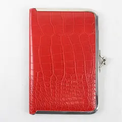 Unbranded Faux Crocodile Kiss-Clasp Clutch Red Accordion-Style Photo Album 