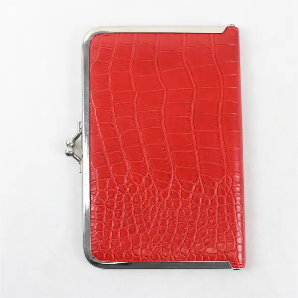 Unbranded Faux Crocodile Kiss-Clasp Clutch Red Accordion-Style Photo Album 