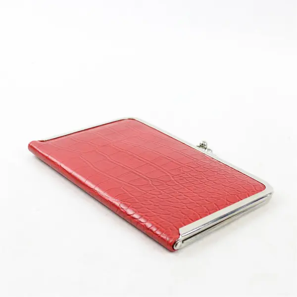 Unbranded Faux Crocodile Kiss-Clasp Clutch Red Accordion-Style Photo Album 