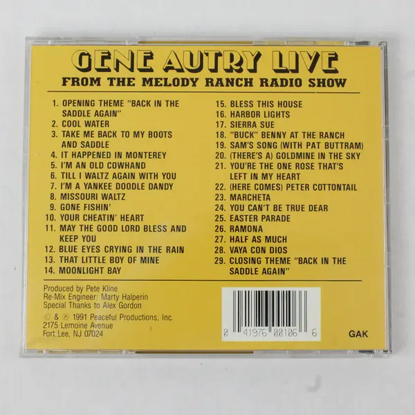 Gene Autry Live First Time Recordings from Melody Ranch Radio Show CD 1991, GAK 