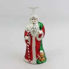 Department 56 Old World Glass Santa Candle Holder