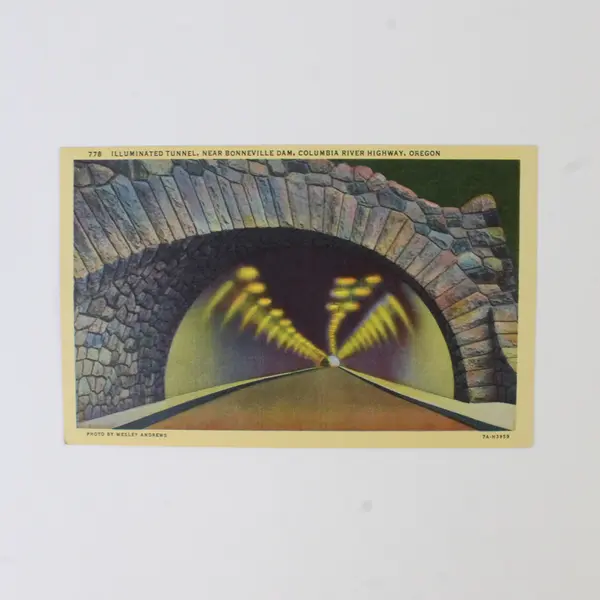 Lot Of 2 Columbia River Highway Tunnel Bonneville Oregon Color Litho Postcards