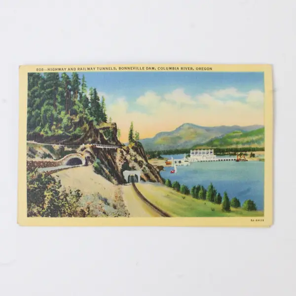Lot Of 2 Columbia River Highway Tunnel Bonneville Oregon Color Litho Postcards