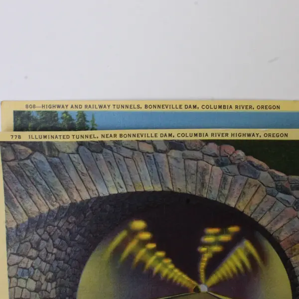 Lot Of 2 Columbia River Highway Tunnel Bonneville Oregon Color Litho Postcards