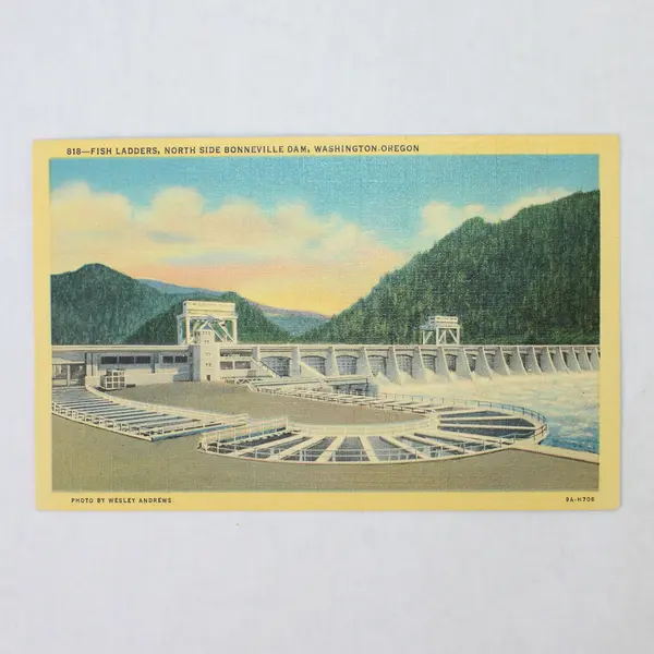 Lot Of 2 Bonneville Dam Columbia River Oregon Washington Color Litho Postcards