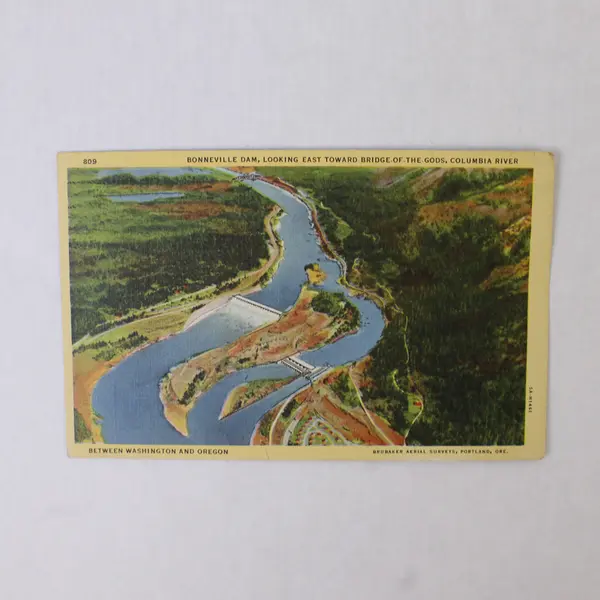 Lot Of 2 Bonneville Dam Columbia River Oregon Washington Litho Postcards 1940s