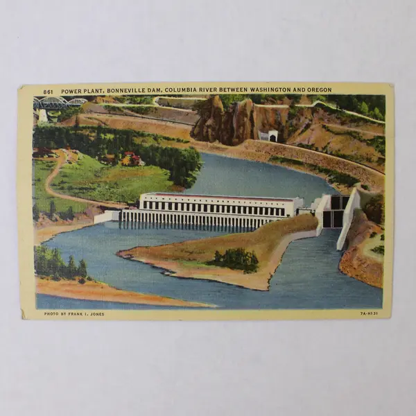 Lot Of 2 Bonneville Dam Columbia River Oregon Washington Litho Postcards 1940s
