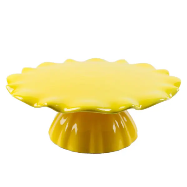 Department 56 Time To Celebrate Yellow Ceramic Scalloped Pedestal 2003 4.5"