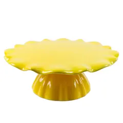 Department 56 Time To Celebrate Yellow Ceramic Scalloped Pedestal 2003 4.5"