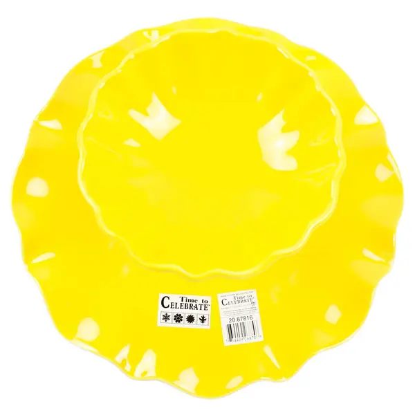 Department 56 Time To Celebrate Yellow Ceramic Scalloped Pedestal 2003 4.5"