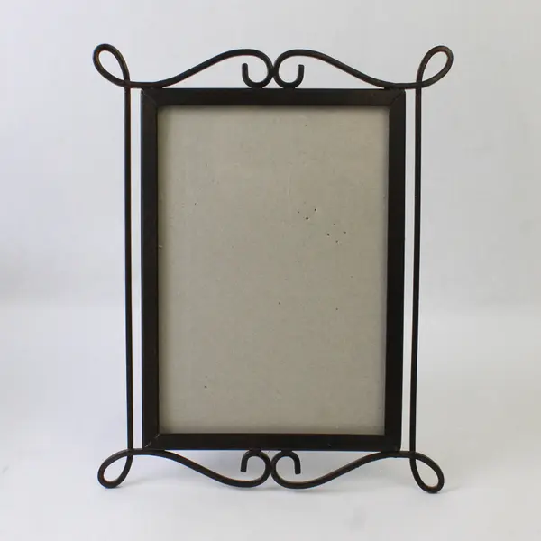 Vintage Metal Scroll Design Easel Stand Photo Frame, 7"x8.8"
