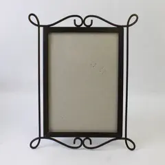 Vintage Metal Scroll Design Easel Stand Photo Frame, 7"x8.8"