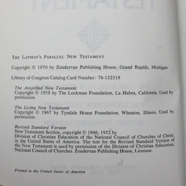 Vintage The Layman's Parallel New Testament 1970 Hardcover Various Authors No DJ