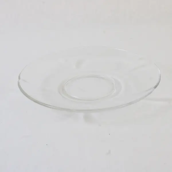 Lot Of 4 Duralex France Unknown Pattern Clear Glass Tea Cup Saucers 5.75"